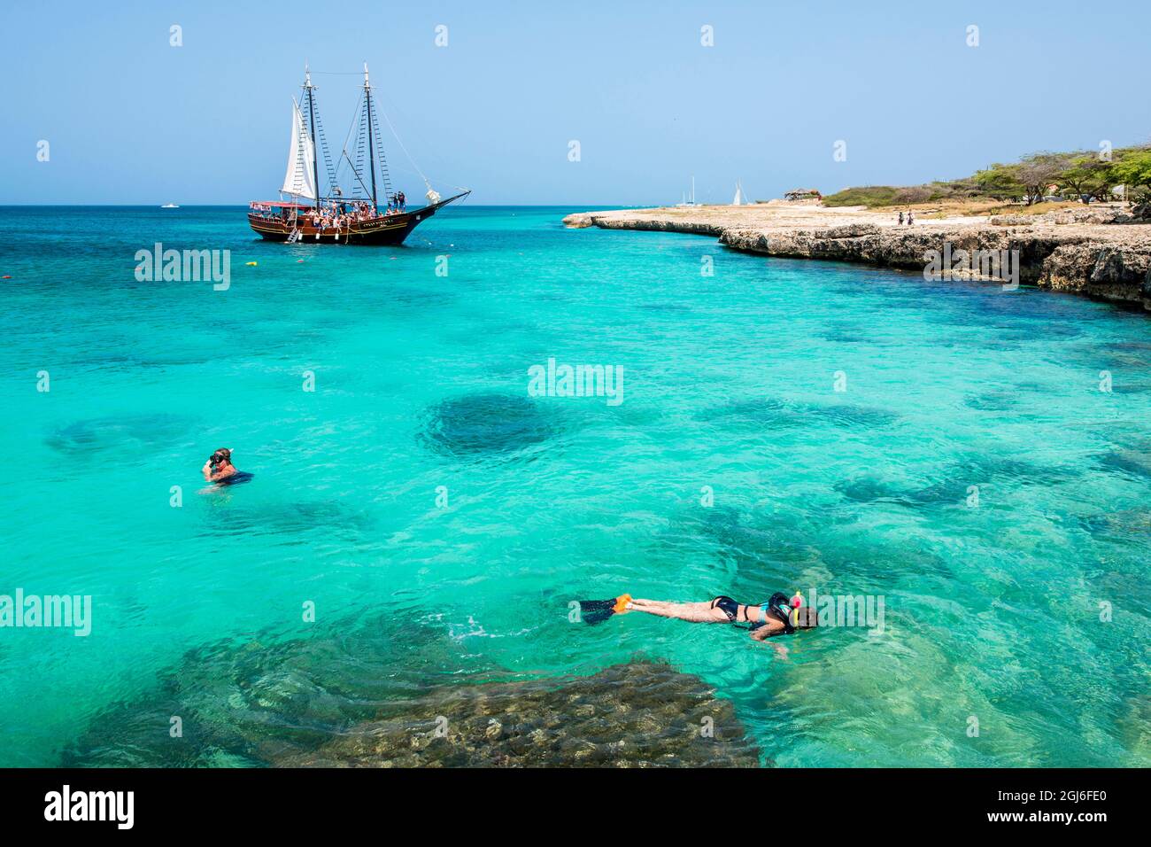 Snorkeling tour off Malmok Beach, Aruba Stock Photo Alamy