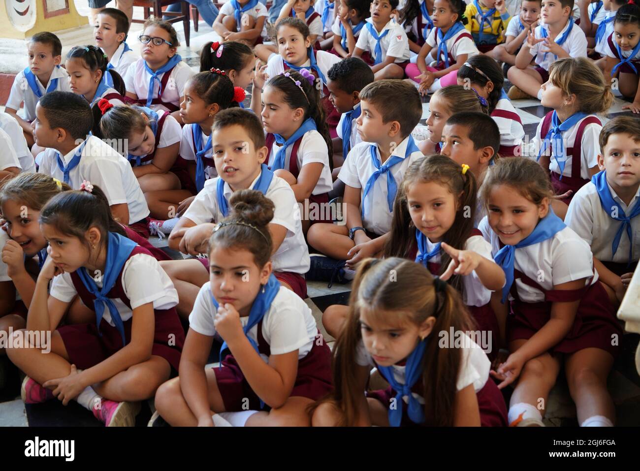 School children on a field trip to a museum in Trinidad, Cuba Stock Photo
