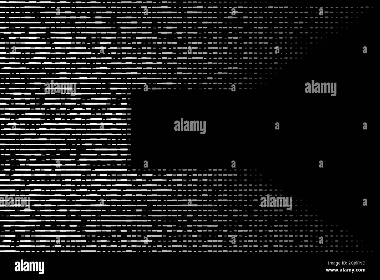 White design on black background. Horizontal line pattern. Modern halftone style. Stock Vector