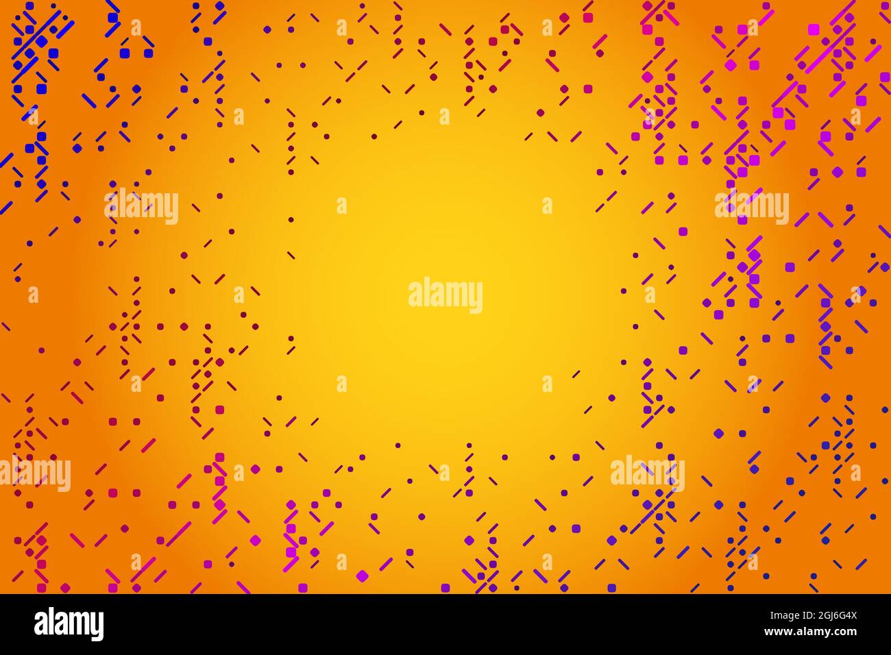 Radial polygonal elements on orange background. Central copy space for text. Stock Vector