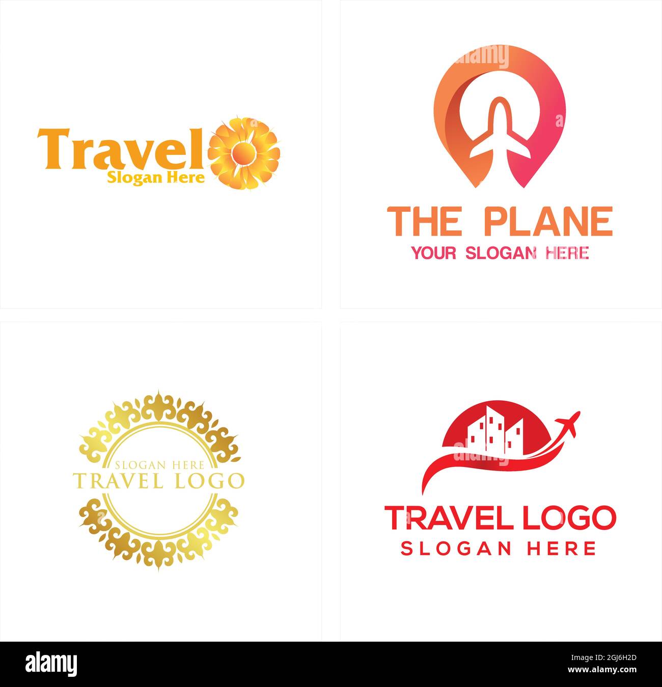 Travel plane point building logo design Stock Vector