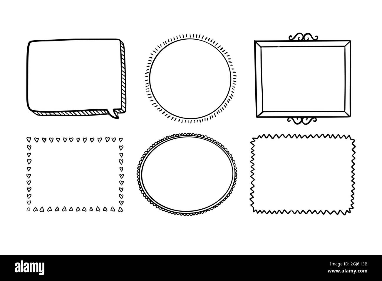Hand drawn doodle frame set Vector illustration Stock Vector Image ...