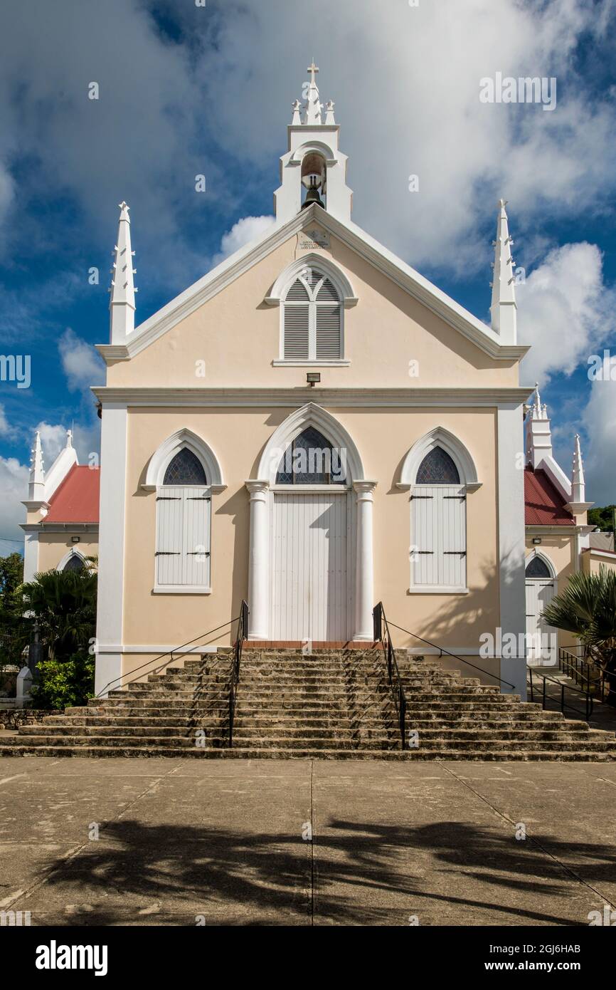 Historic holy cross Roman Catholic church, Christiansted, St. Croix, US Virgin Islands. Stock Photo