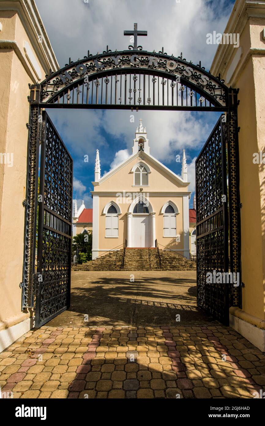 Historic holy cross Roman Catholic church, Christiansted, St. Croix, US Virgin Islands. Stock Photo