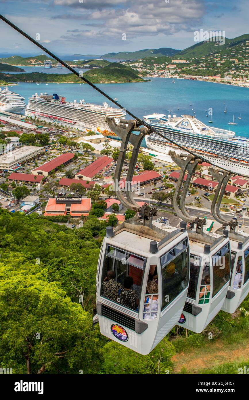 Skyride aerial tram gondolas, Cruise Terminal, Charlotte Amalie, St