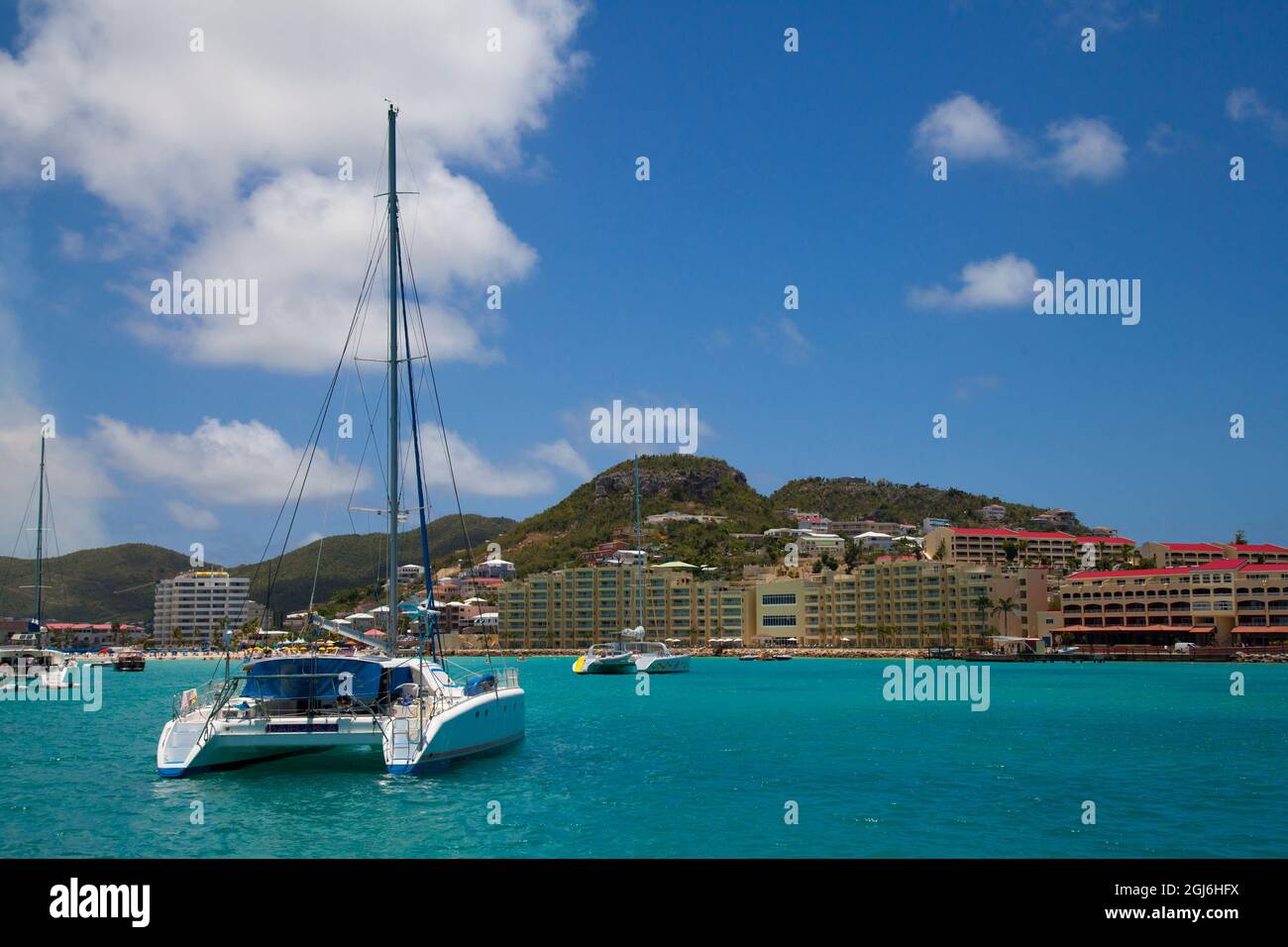 Simpson Bay in Sint Maarten, Netherlands side in the Caribbean Island