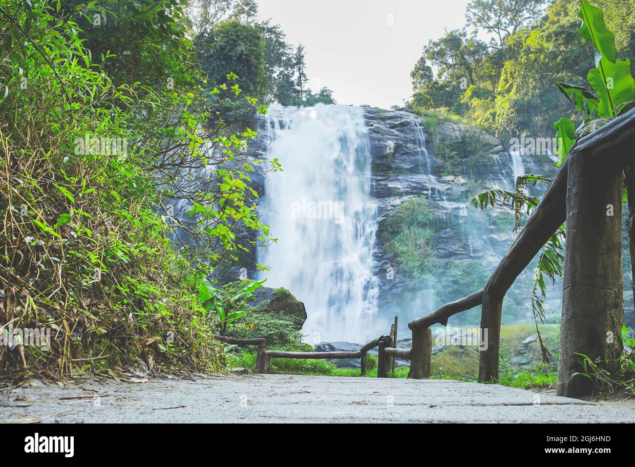 Wachirathan Waterfall at Doi Inthanon National Park in Mae Chaem district, Chiang Mai province, Thailand. Stock Photo