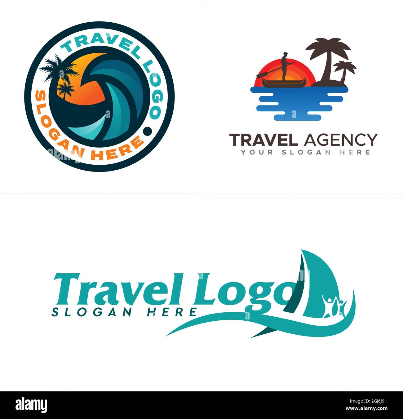 Travel sea recreation logo design Stock Vector