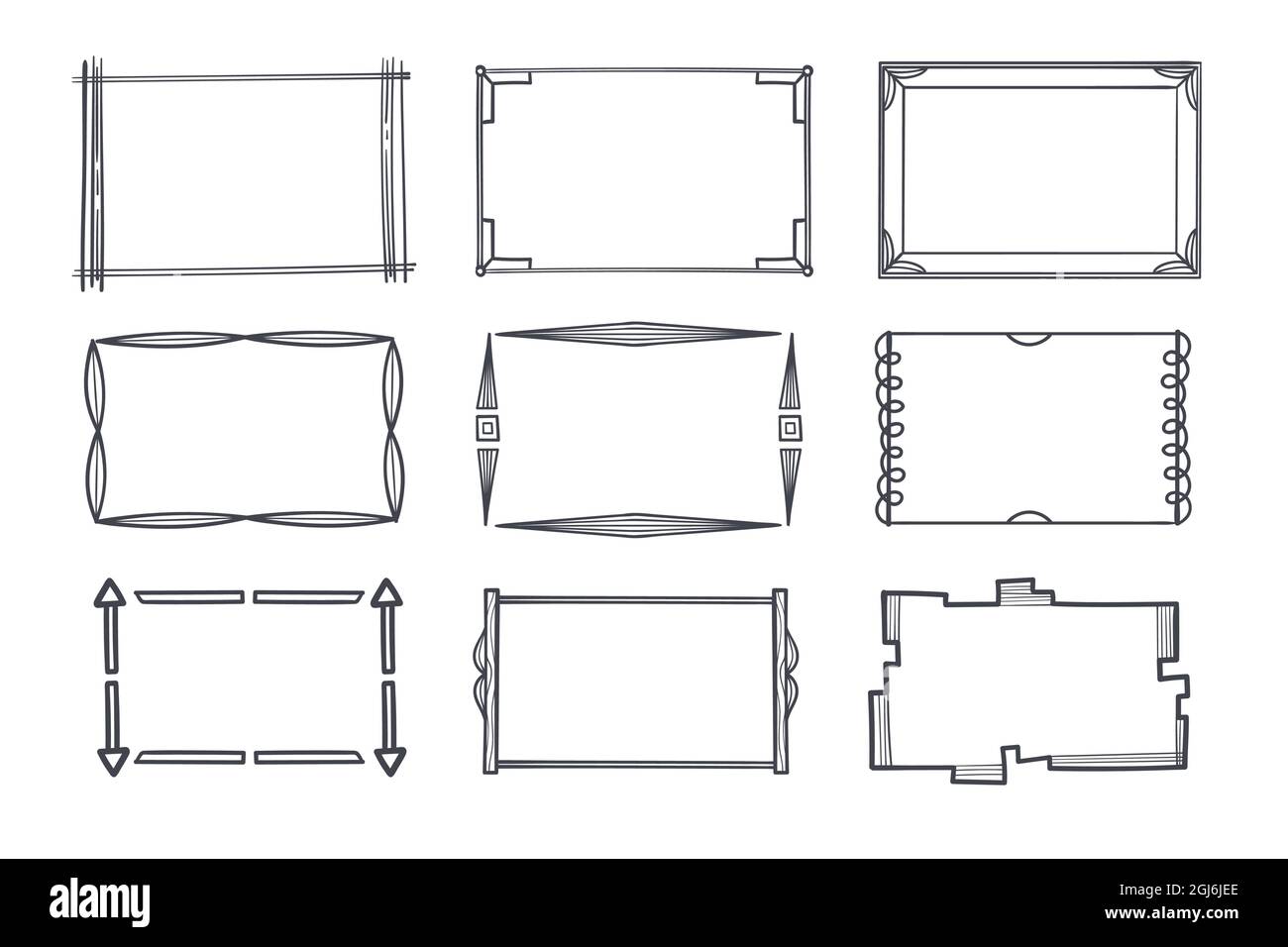 Hand drawn doodle frame set Vector illustration Stock Vector Image ...