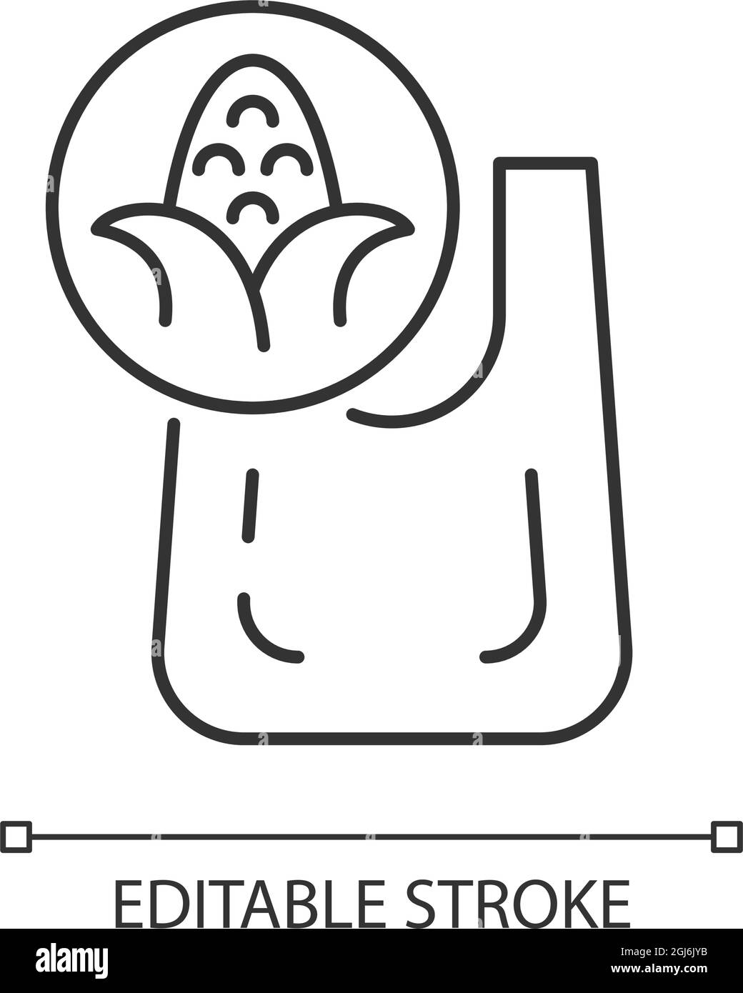 Compostable bag made from corn linear icon Stock Vector