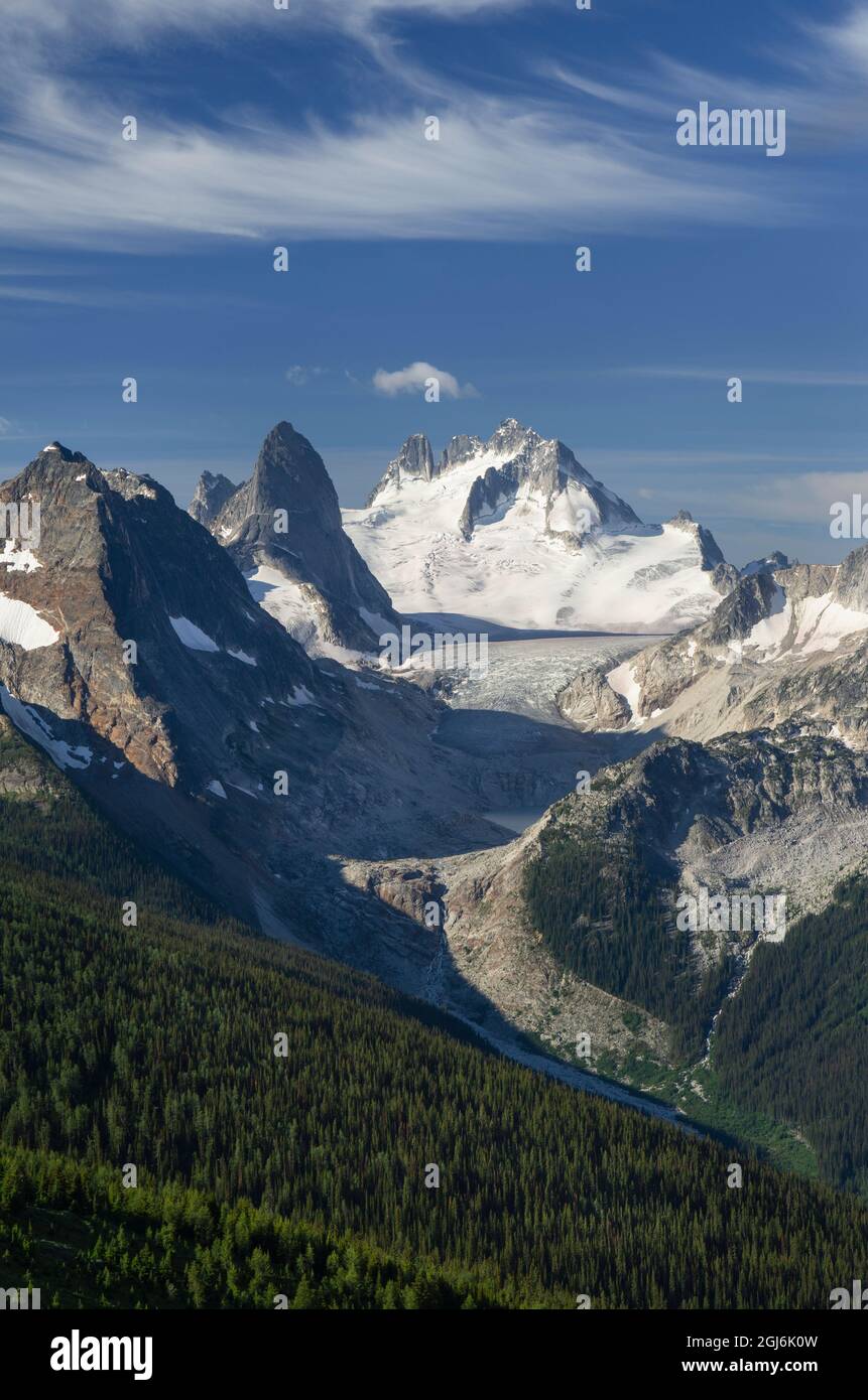 Howser Towers, Vowell Glacier. Bugaboo Provincial Park Purcell Mountains, British Columbia. Stock Photo