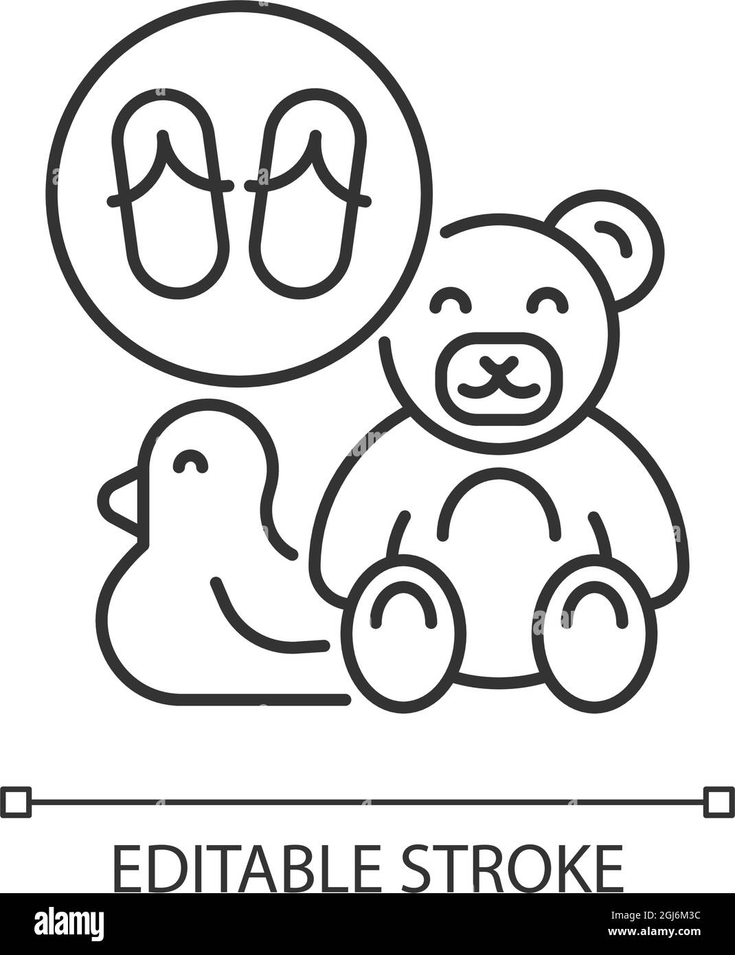 Toys made from flip flops linear icon Stock Vector