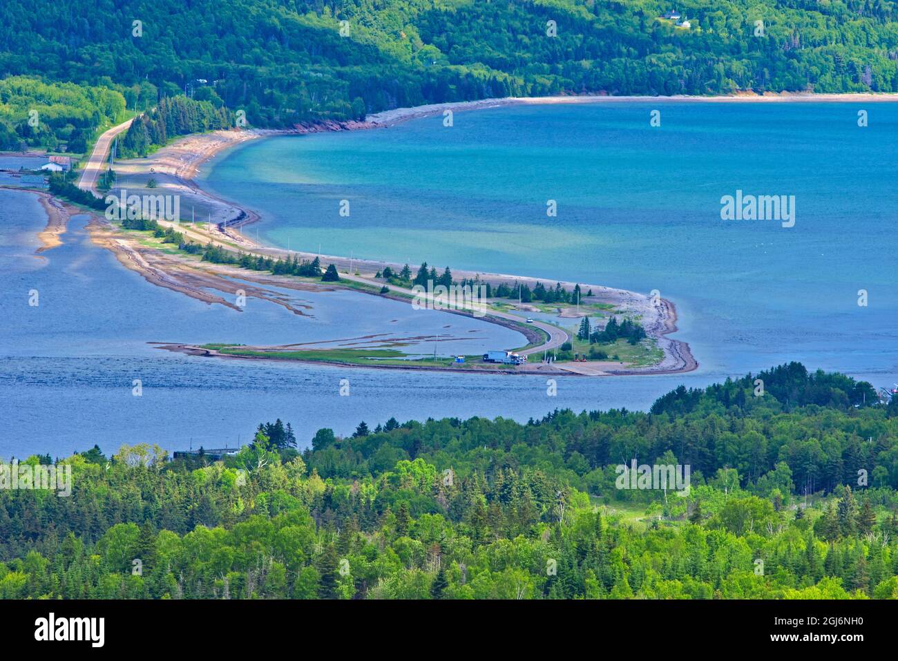 Canada, Nova Scotia, Cape Breton Island. Landscape with causeway. Credit as: Mike Grandmaison / Jaynes Gallery / DanitaDelimont. com Stock Photo