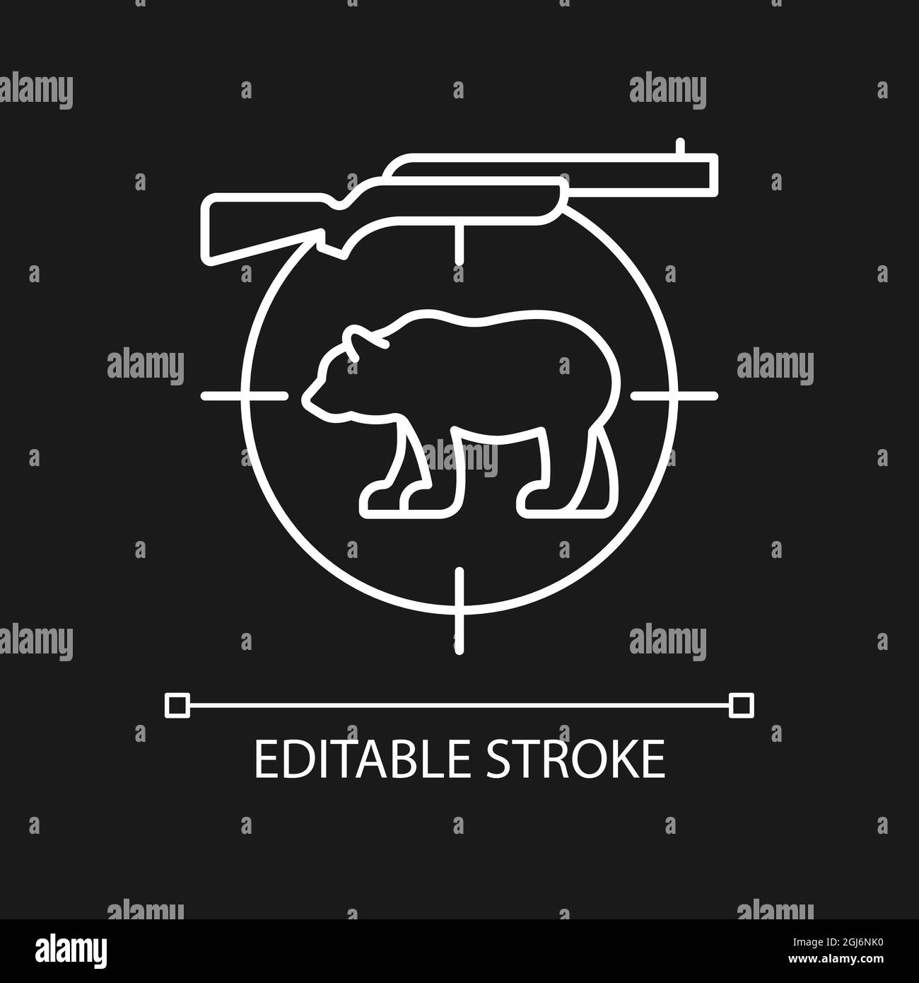 Big game hunting white linear icon for dark theme Stock Vector Image ...