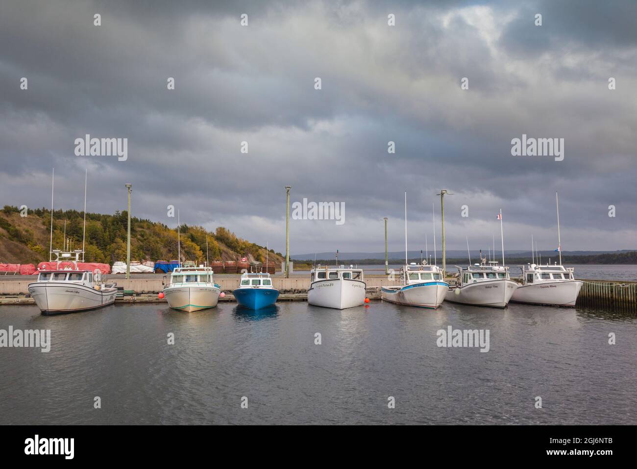 Canada, Nova Scotia. Mabou Harbour with fishing boats. Stock Photo