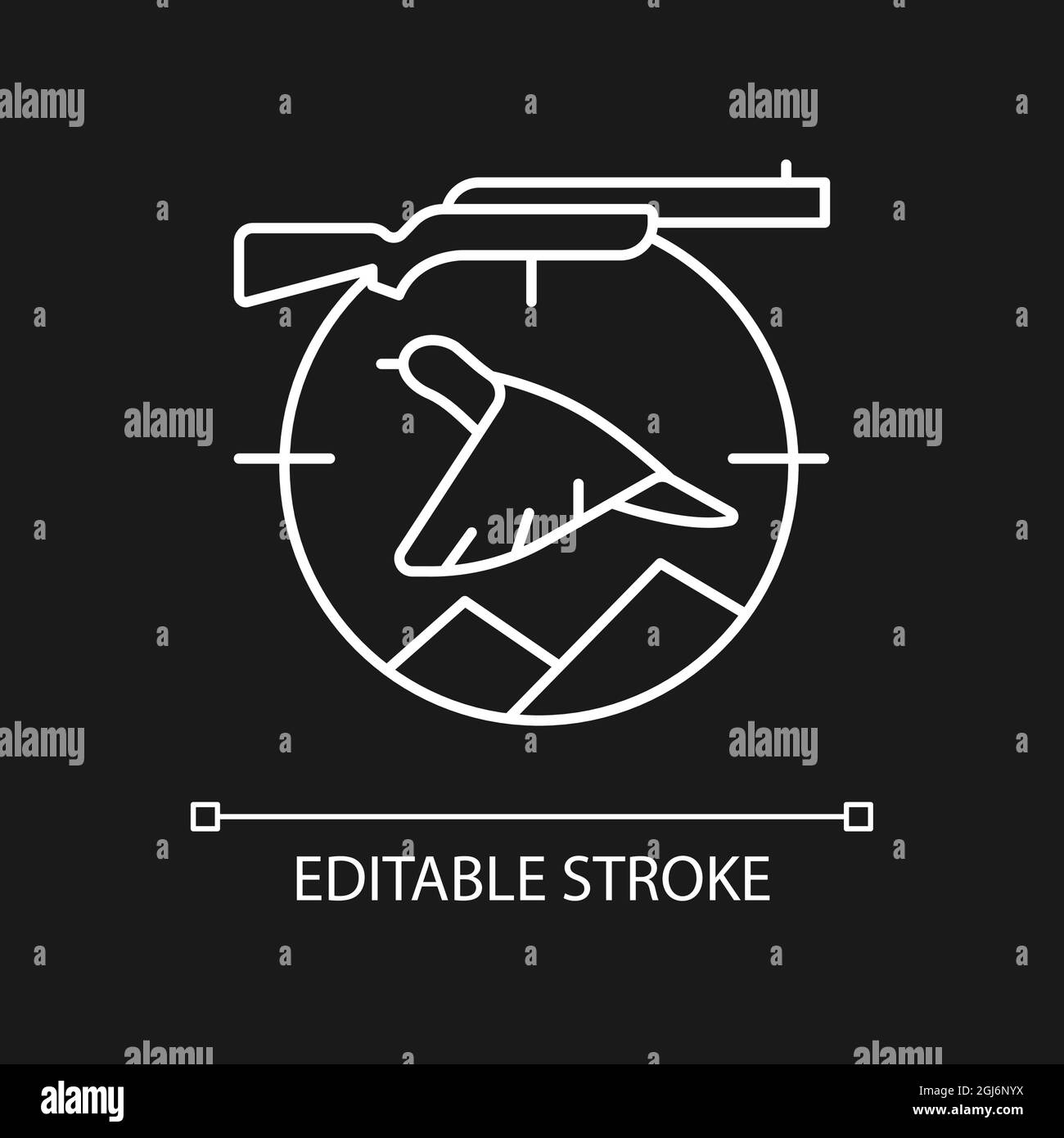 Upland hunting white linear icon for dark theme Stock Vector Image ...