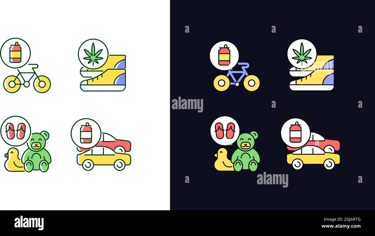 Recycling business light and dark theme RGB color icons set Stock ...