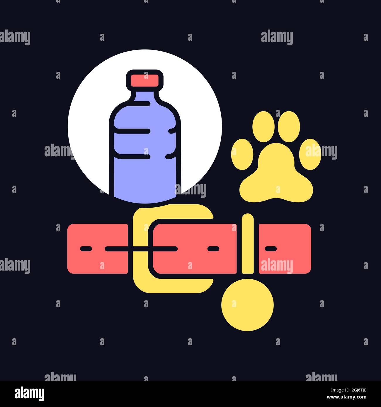 Dog collars made from plastic RGB color icon for dark theme Stock