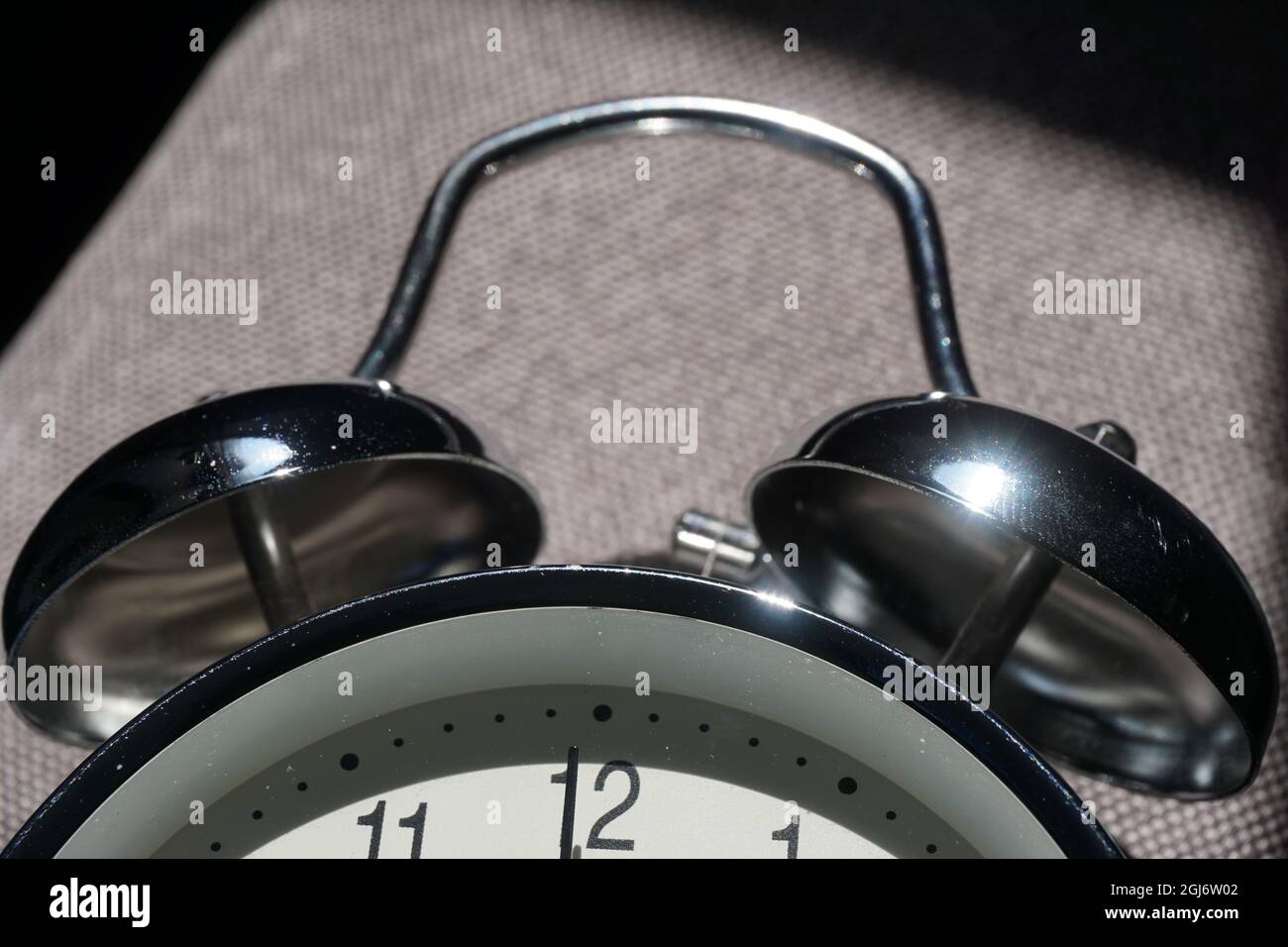 Close up of a classic alarm clock with two bells Stock Photo Alamy