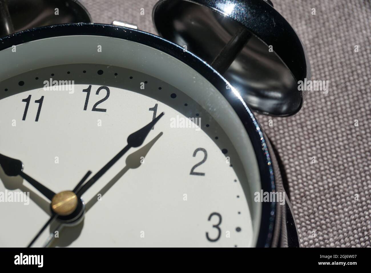 Close up of a classic alarm clock with two bells Stock Photo Alamy