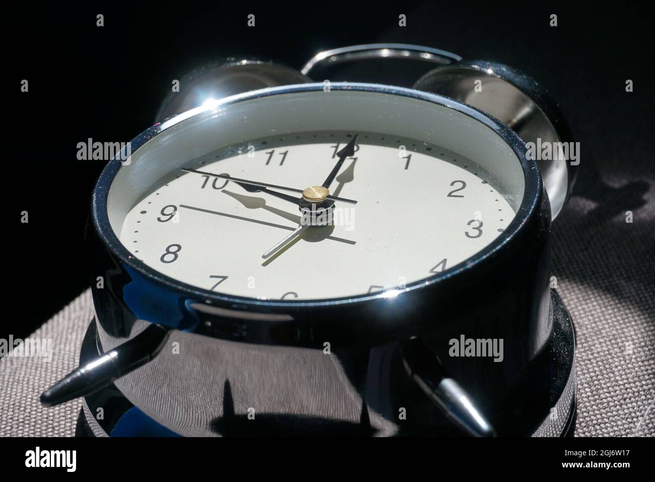 Close up of a classic alarm clock with two bells Stock Photo Alamy