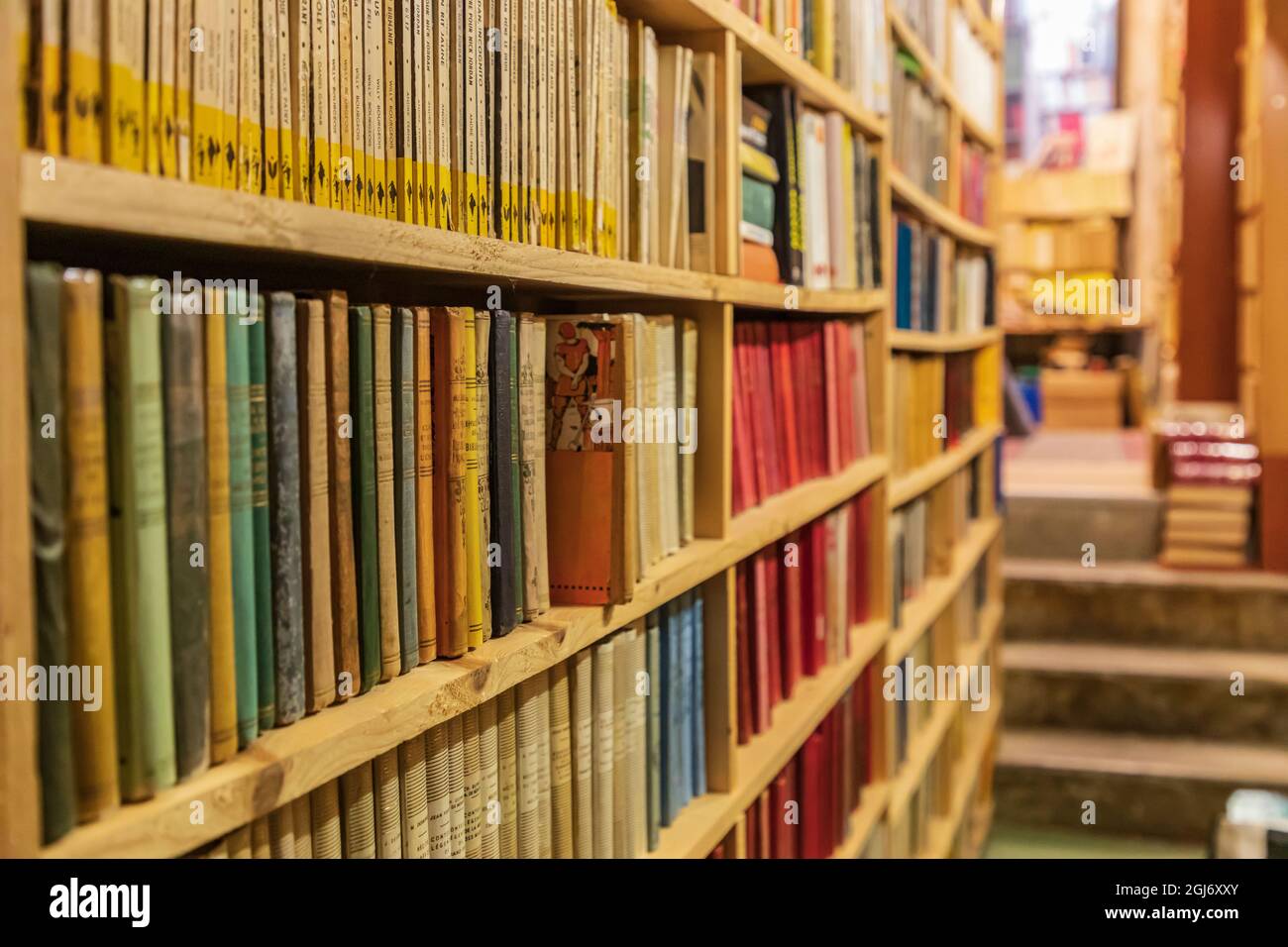 Europe, France, HauteVienne, Limoges. Old books in shop in Limoges