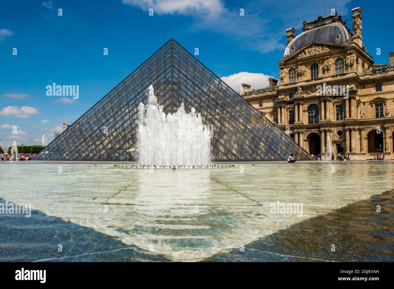 Leoh Ming Pei glass pyramid in Napoleon Courtyard, The Louvre, Paris ...