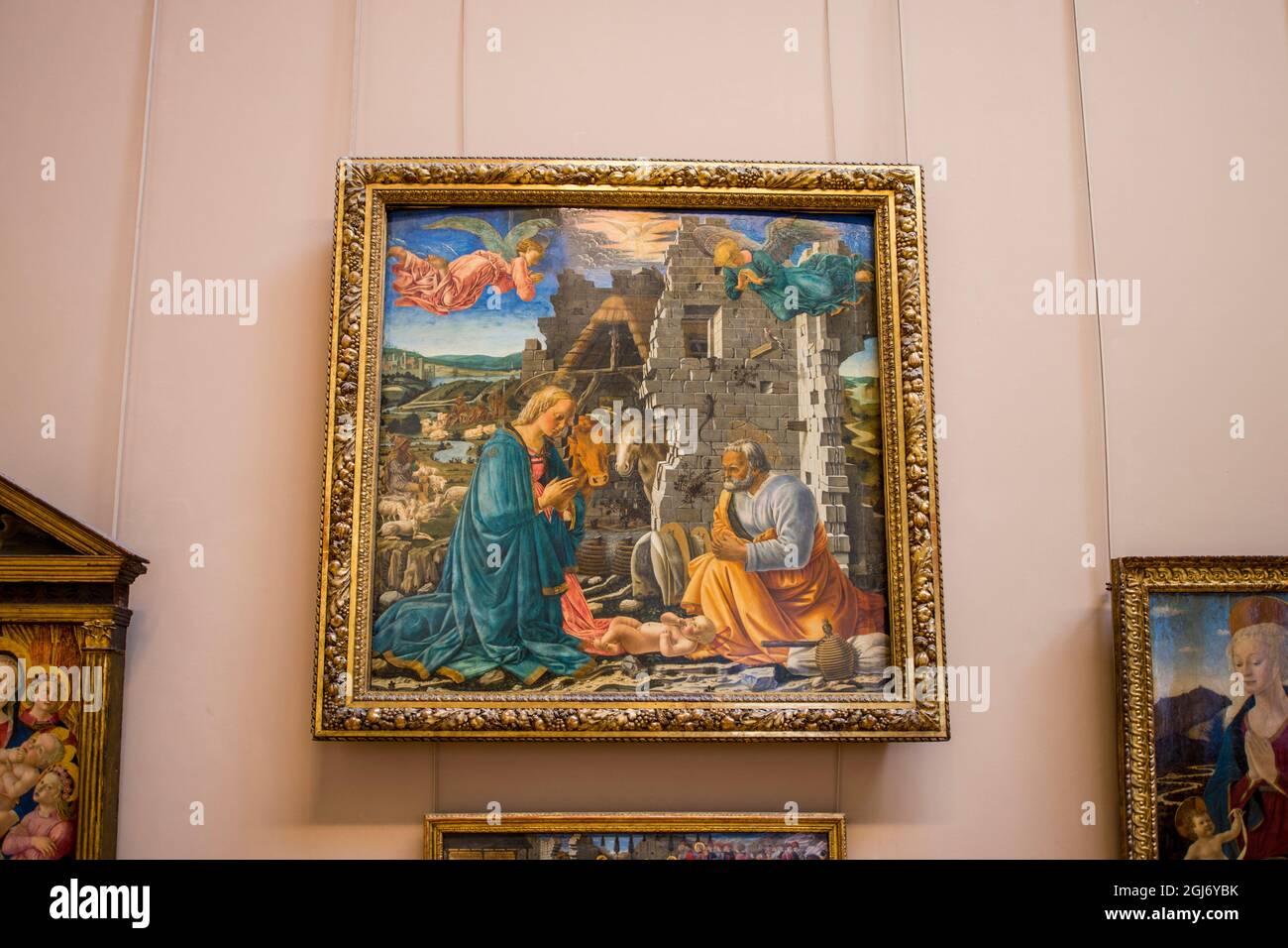 Paintings at The Louvre, Paris, France. (Editorial Use Only Stock Photo