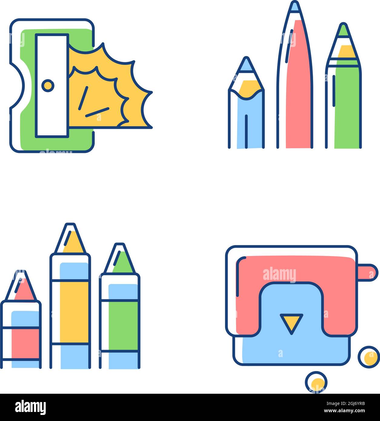 Painter essentials RGB color icons set Stock Vector