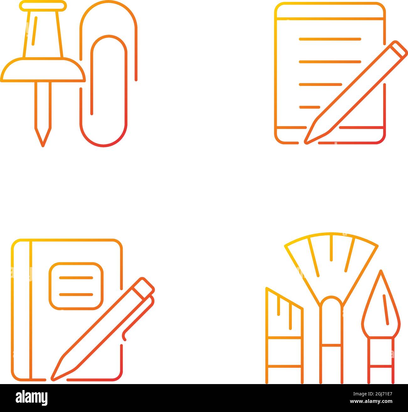 School stationery gradient linear vector icons set Stock Vector