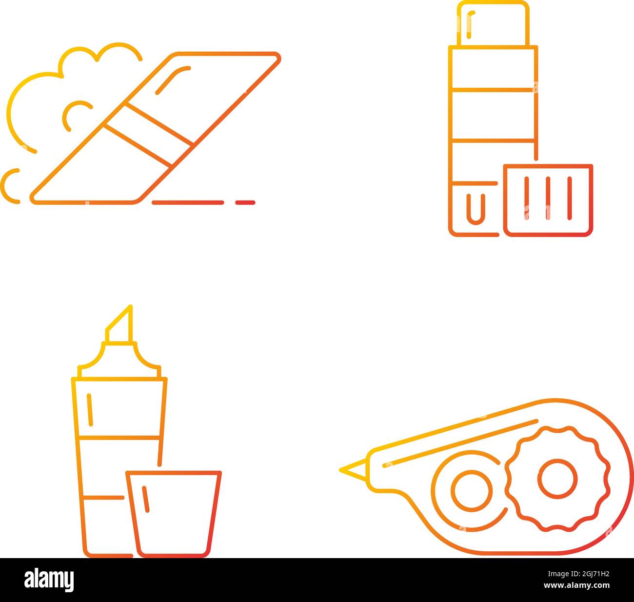 School accessories gradient linear vector icons set Stock Vector