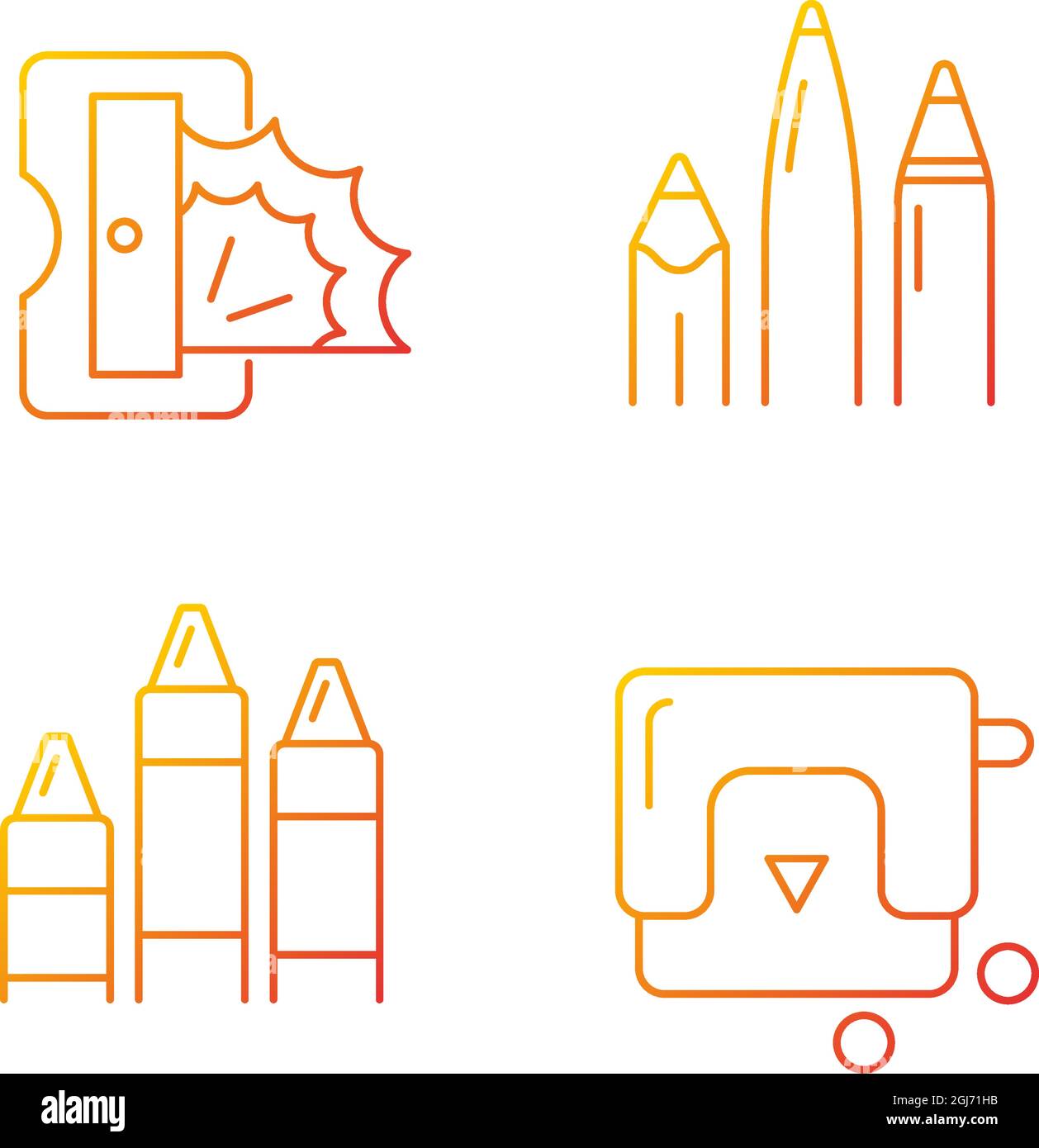 Painter essentials gradient linear vector icons set Stock Vector