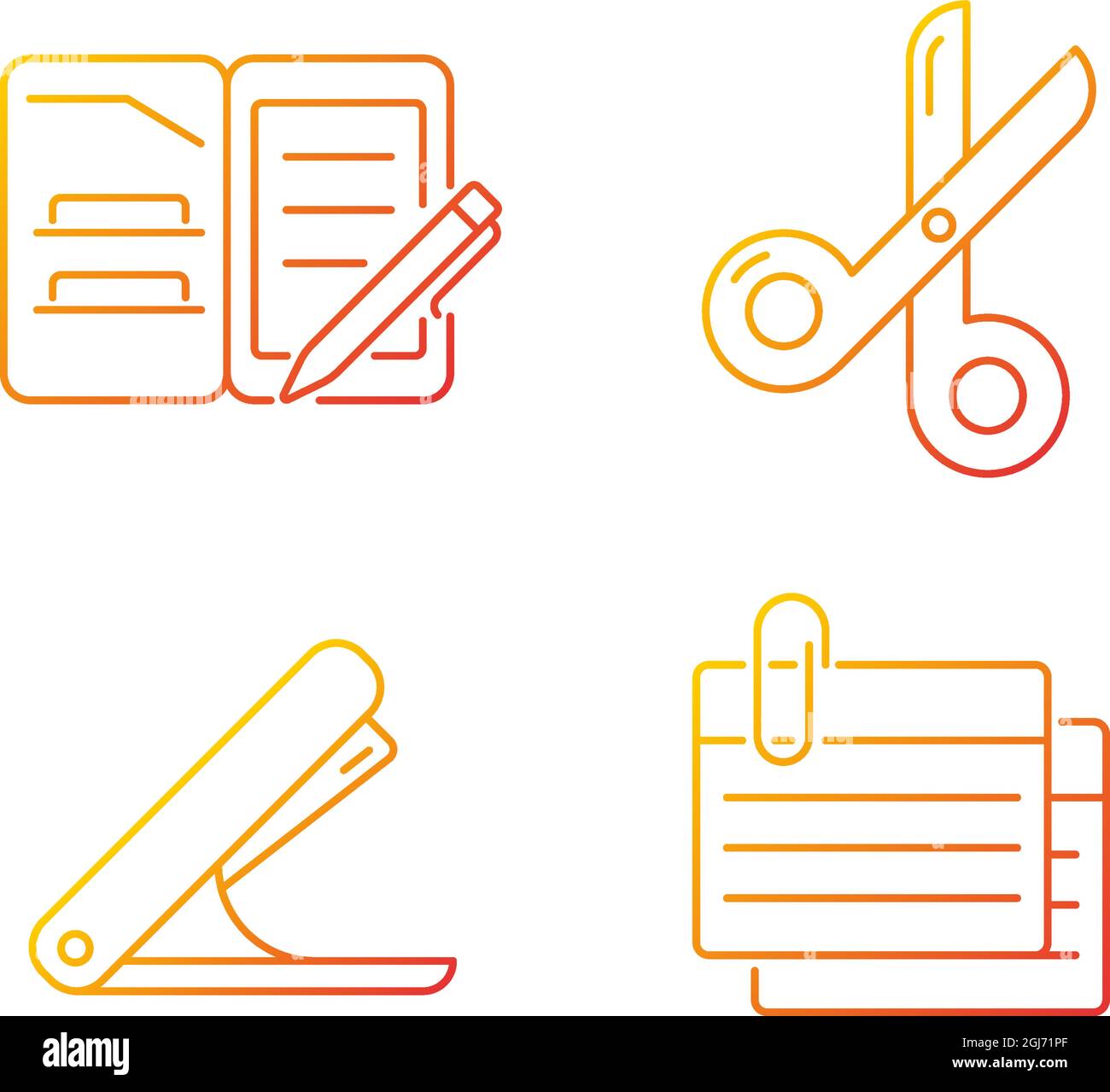 Office stationery supplies gradient linear vector icons set Stock Vector