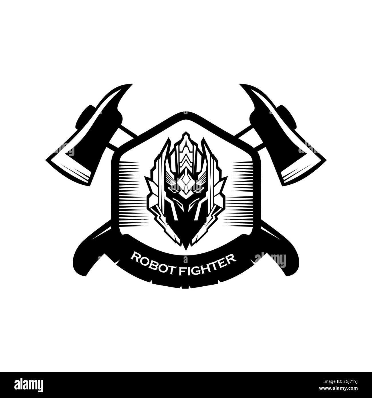 Robot head logo design vector template illustration Stock Vector