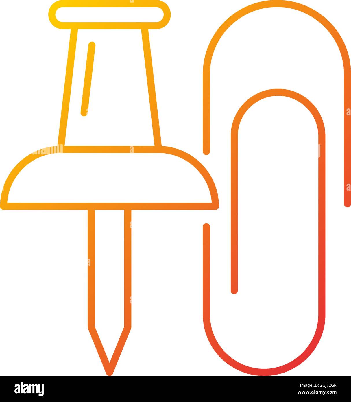 Pins and paper clips gradient linear vector icon Stock Vector
