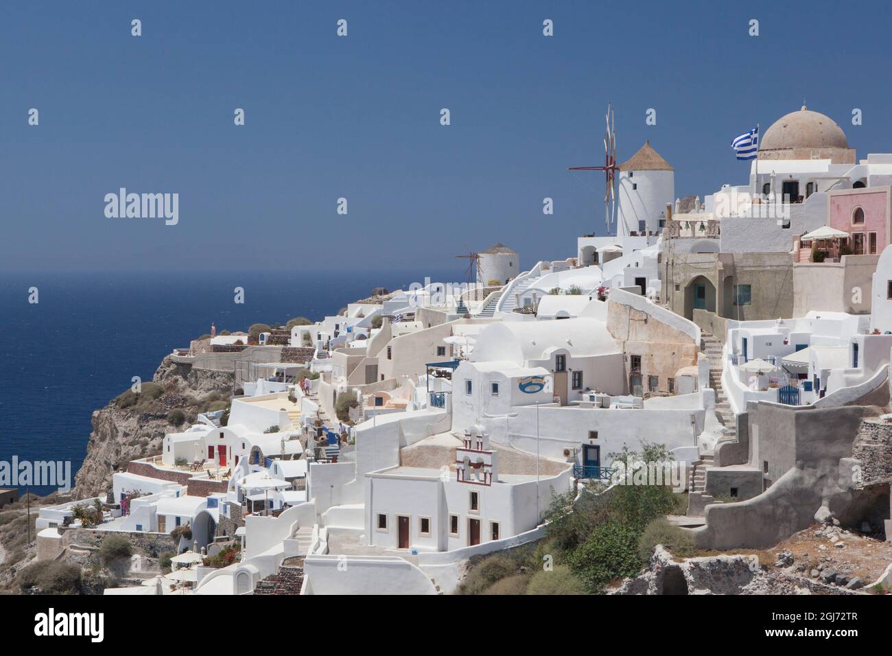 Greece, Santorini, Ia and Aegean Sea. Stock Photo