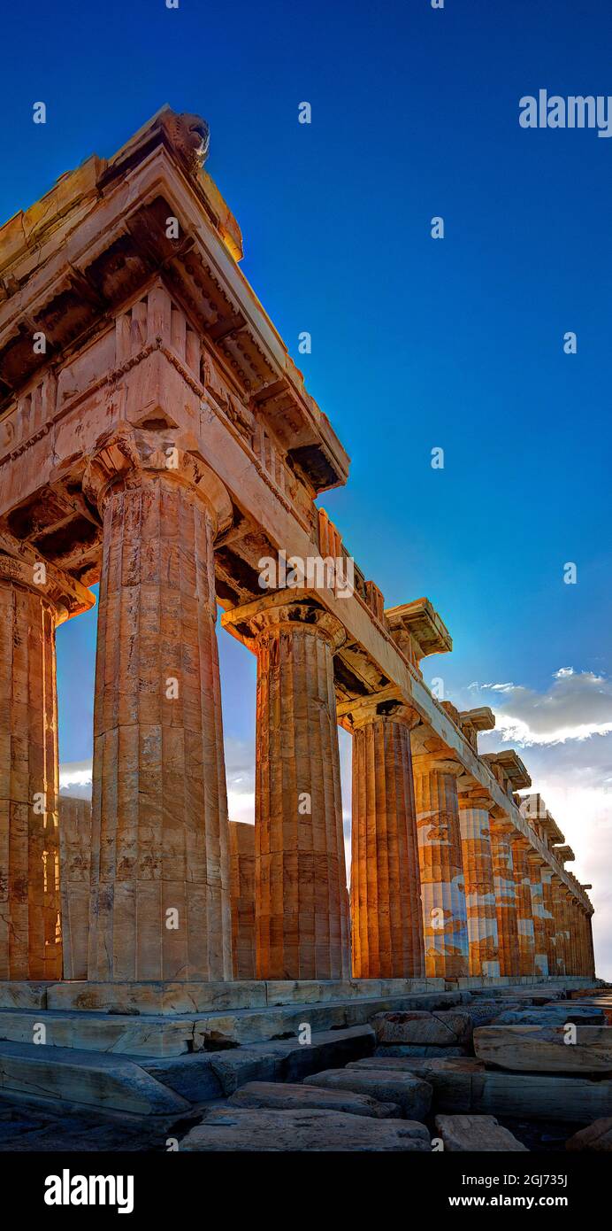 The Parthenon atop the Acropolis in Athens, Greece Stock Photo