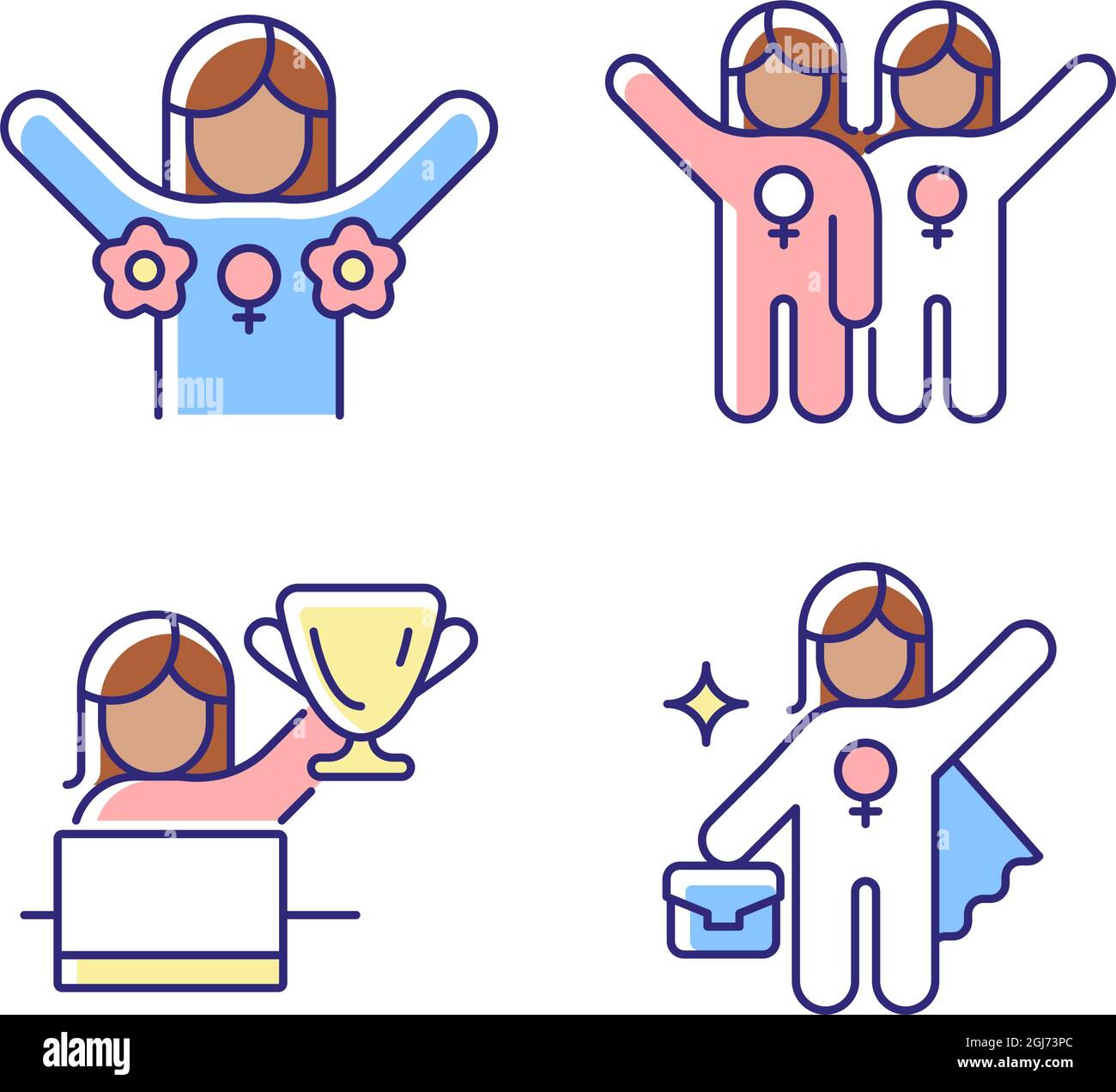 Women rights movement RGB color icons set Stock Vector Image & Art - Alamy