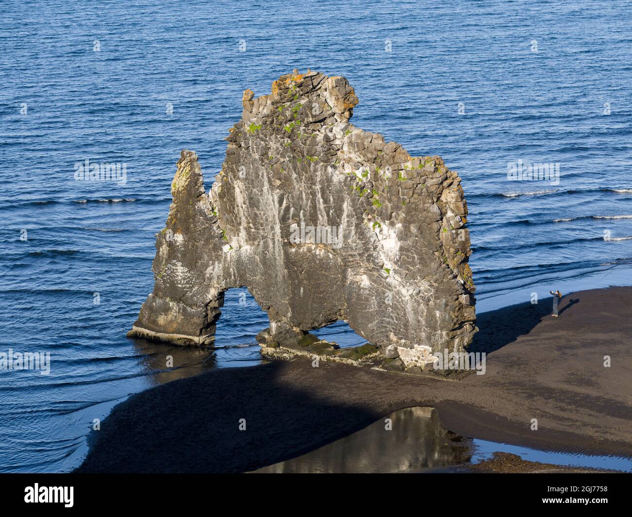Sea stack Hvitserkur, a landmark of the peninsula. Landscape on ...