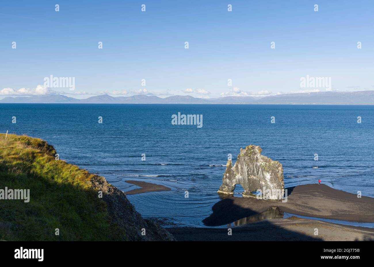 Sea stack Hvitserkur, a landmark of the peninsula. Landscape on ...