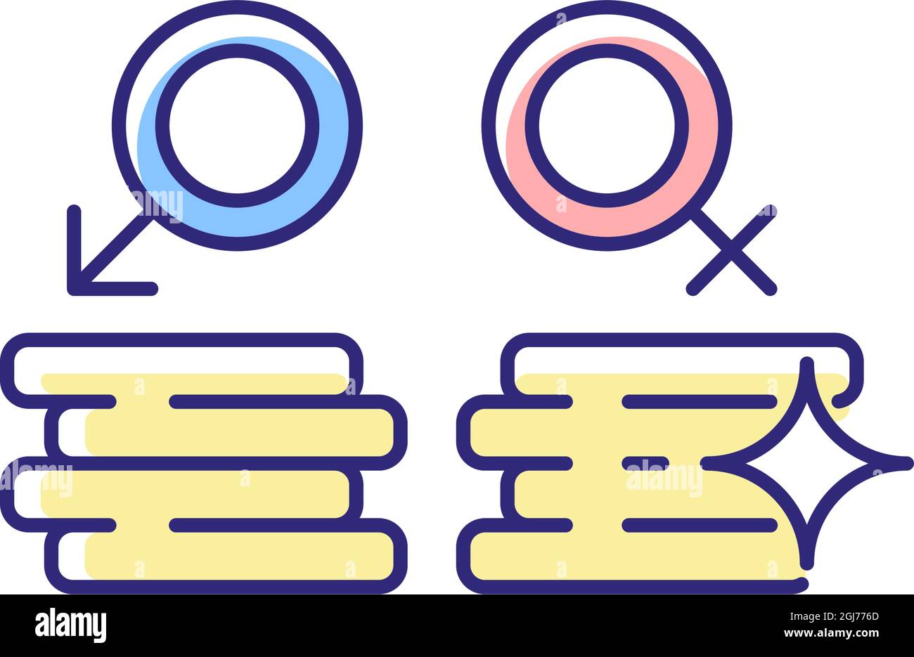 Workplace gender equality RGB color icon Stock Vector