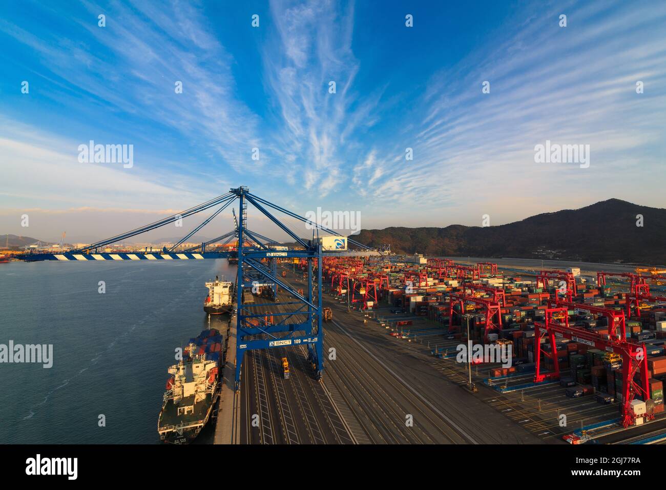 BUSAN, KOREA, SOUTH - Aug 24, 2021: A port in Busan South Korea Stock ...