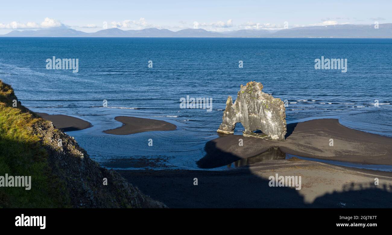 Sea stack Hvitserkur, a landmark of the peninsula. Landscape on ...