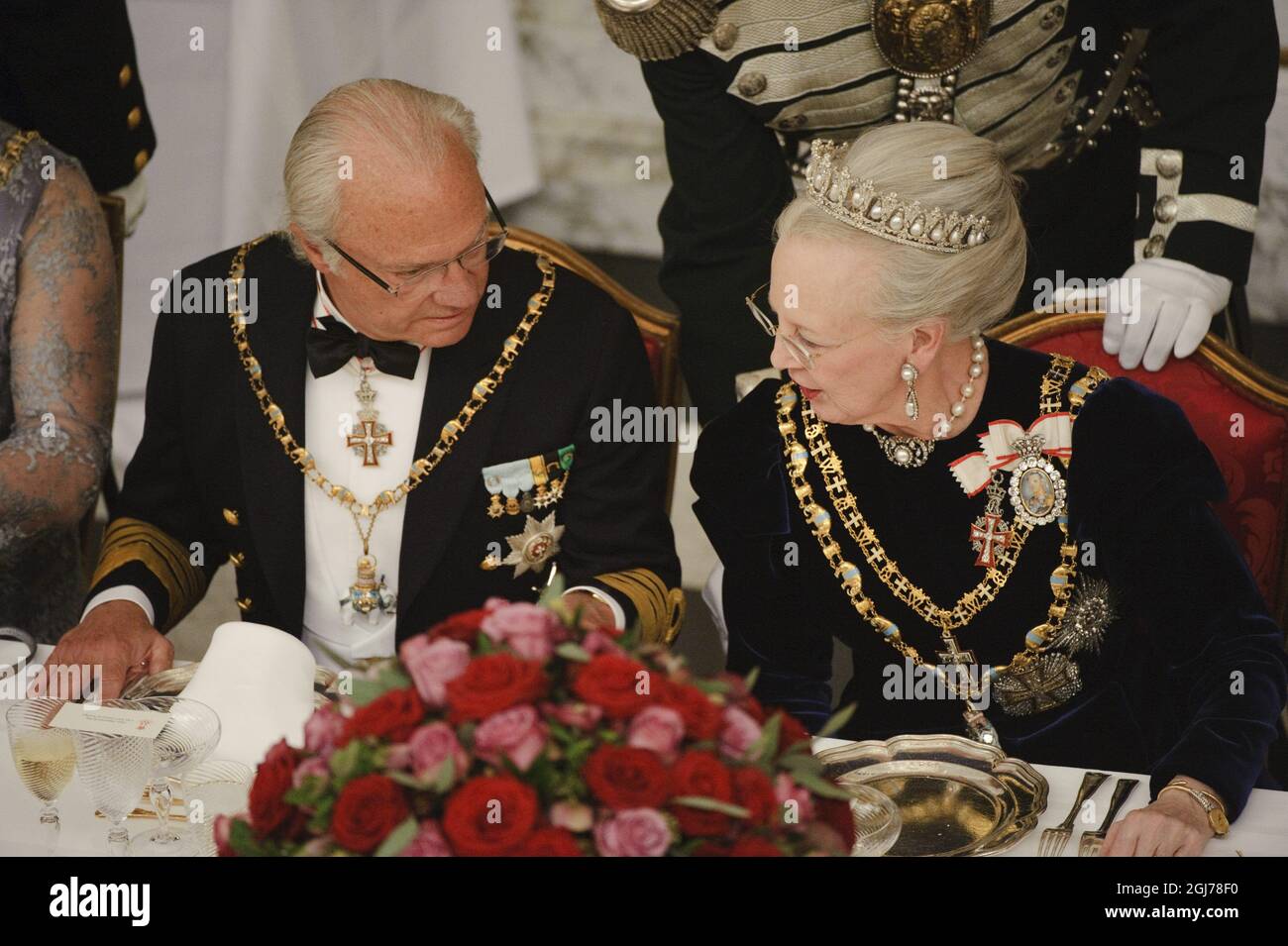 COPENHAGEN, DENMARK 20120115 Denmark's Queen Margrethe II with Sweden's