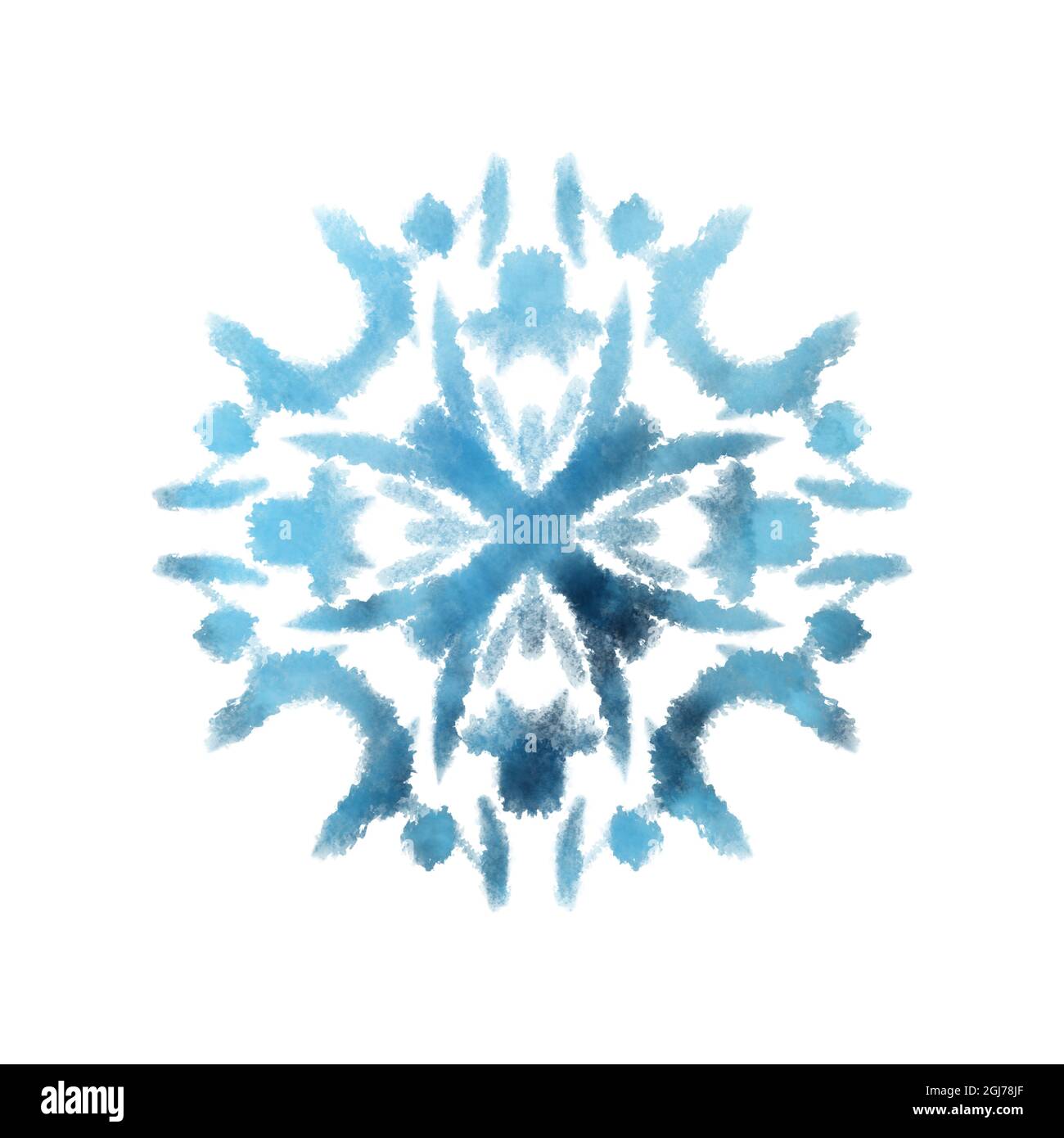 Snowflake illustration in blue color isolated on white Stock Photo - Alamy