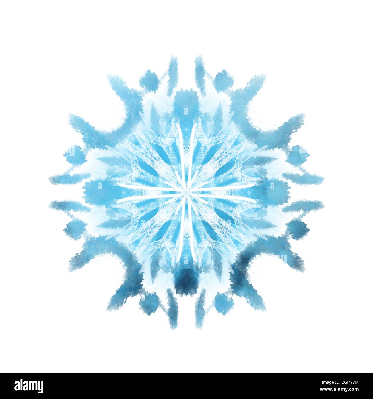 Snowflake illustration in blue color isolated on white Stock Photo - Alamy
