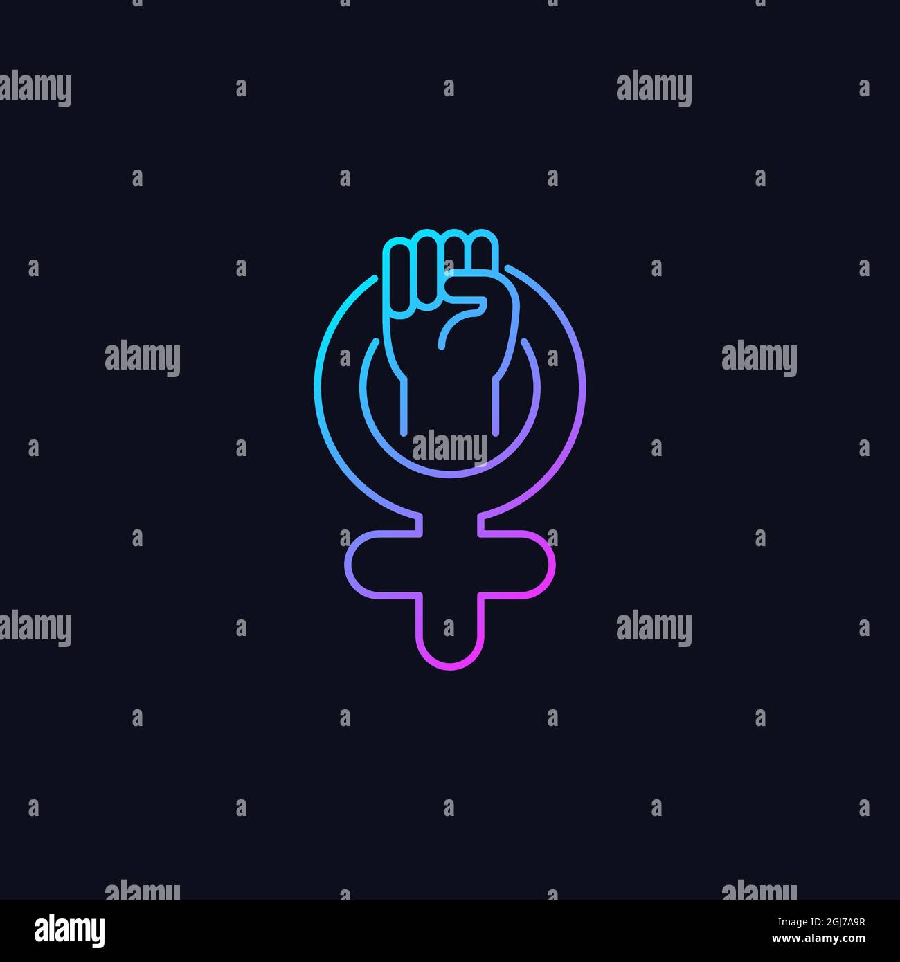 Female symbol gradient vector icon for dark theme Stock Vector