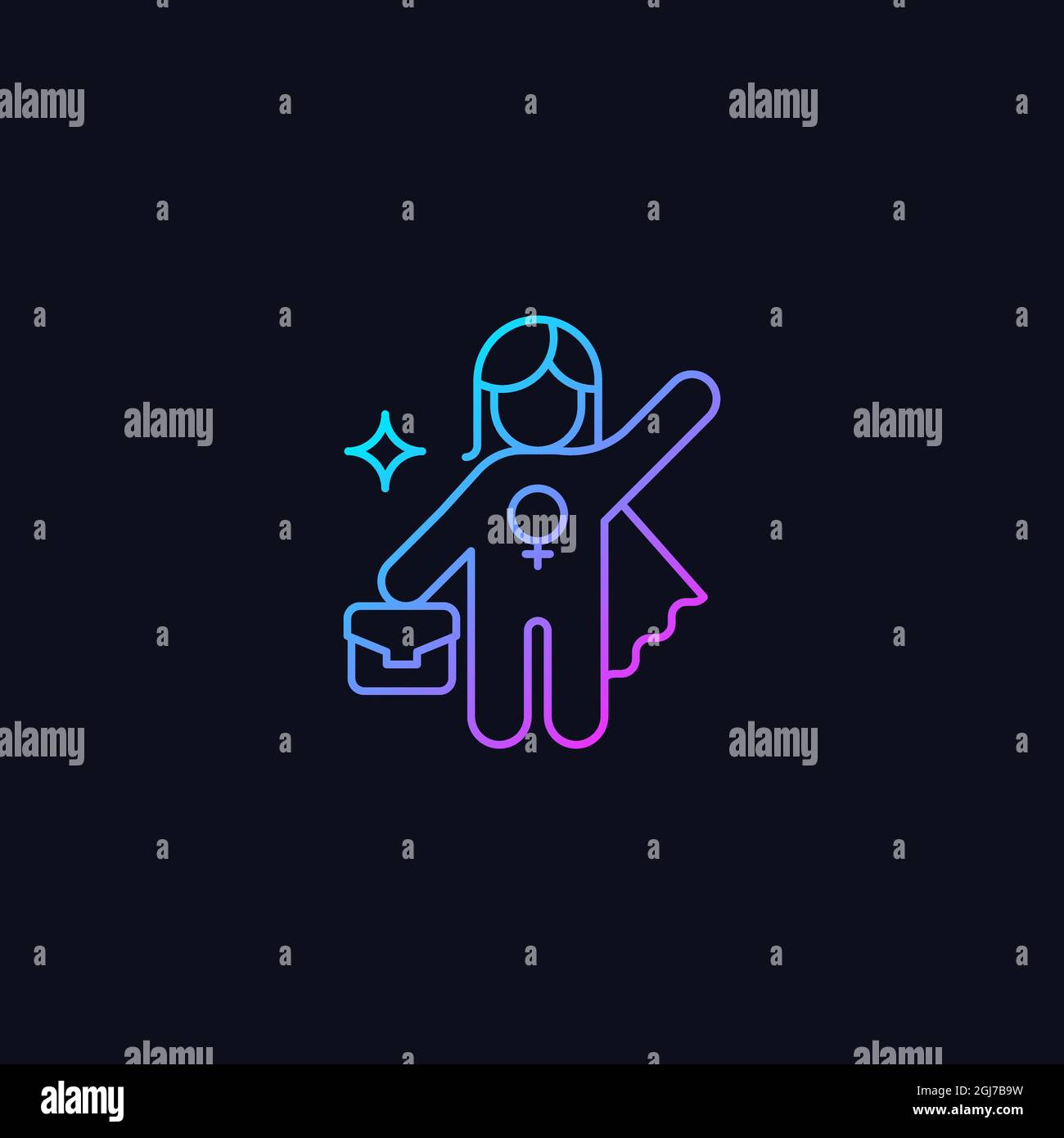 Women career gradient vector icon for dark theme Stock Vector