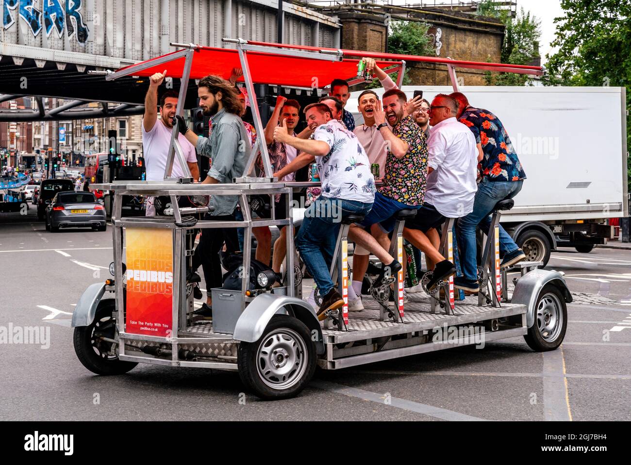 A Group Of Males On A Pedibus, London Bridge Station, London, Uk Stock