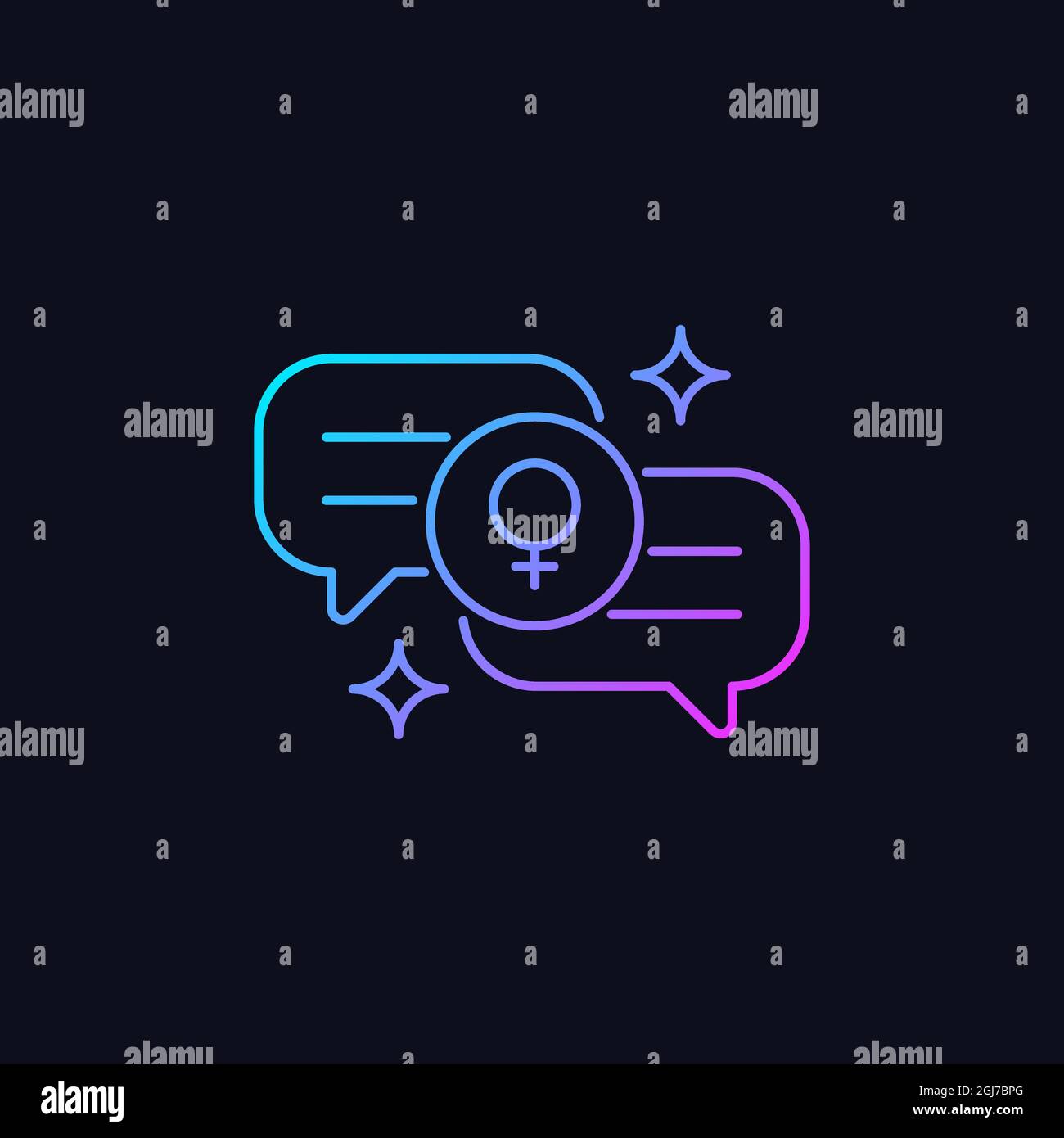 Female bonding gradient vector icon for dark theme Stock Vector